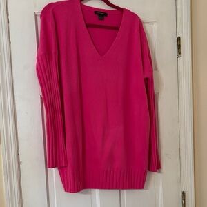 French Connection V-Neck Sweater in Vibrant Pink